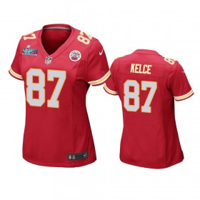 Camiseta Mujer NFL Kansas City Chiefs Travis Kelce 87 Game Rojo Super Bowl LVII